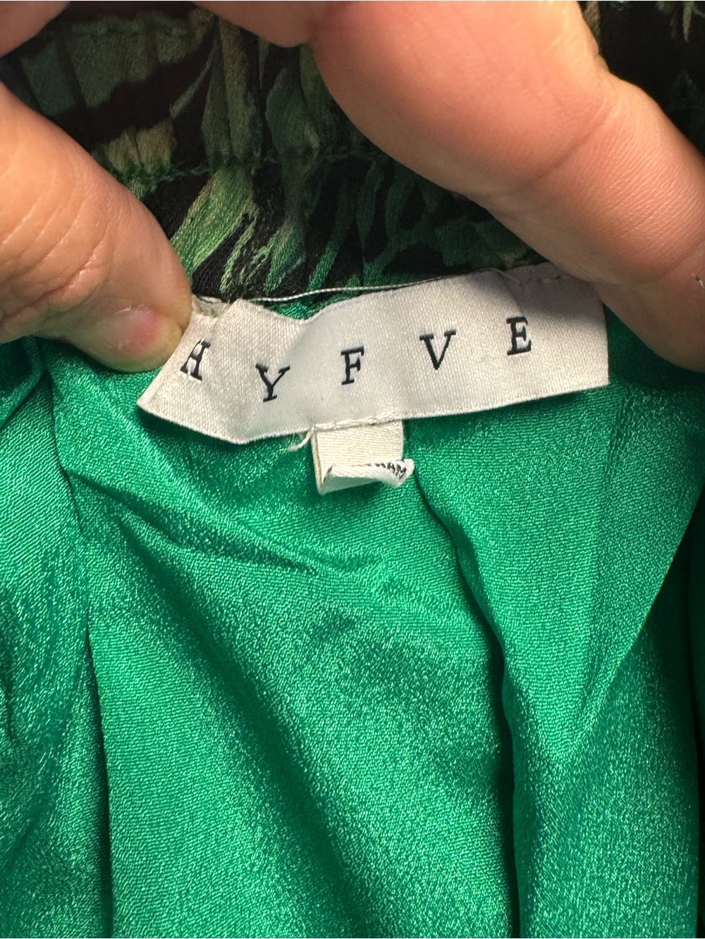 HYFVE Green Tropical Leaf Print Crisscross Back Maxi Dress Size L - Picture 11 of 16